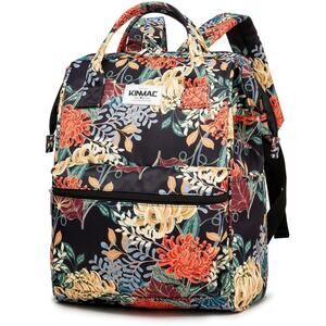 Kinmac Wide Open Style Laptop Backpack for Laptop Up to 15.6 Inch Floral